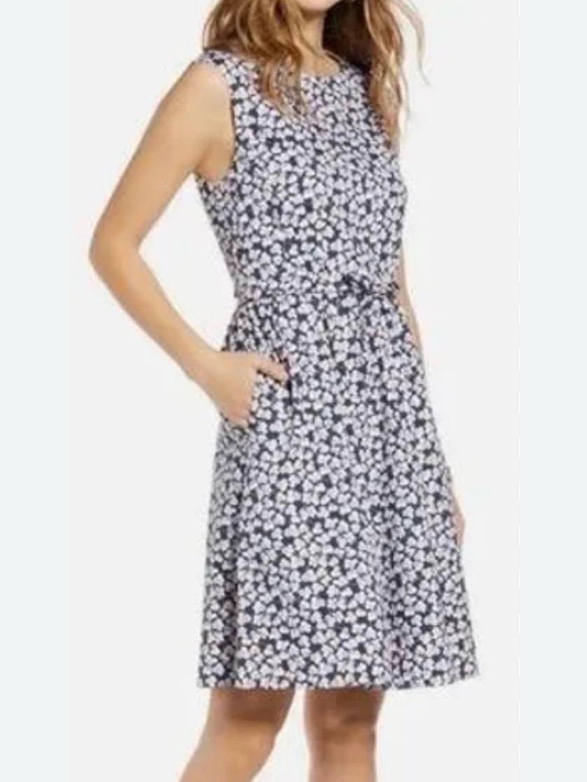1901 Whimsy Navy And White Floral Sleeveless Fit-And-Flare Dress